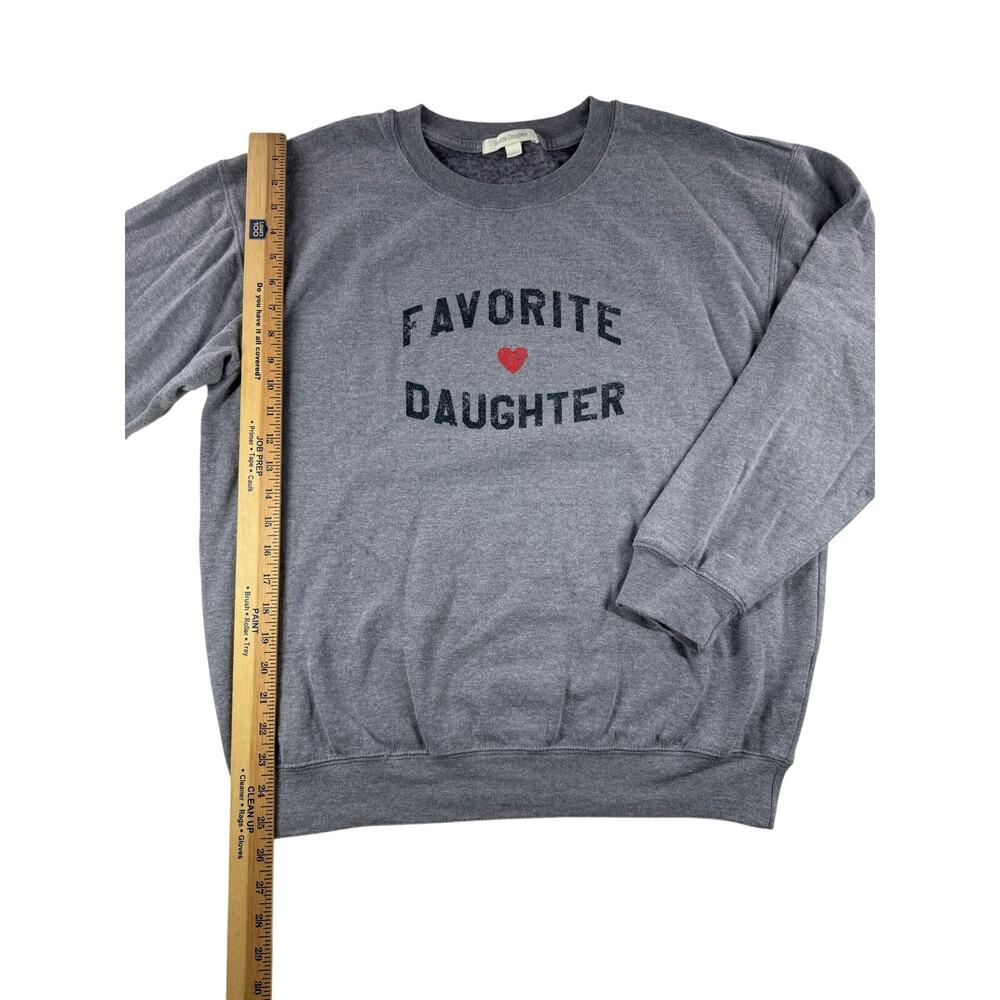 Favorite Daughter Crewneck Sweatshirt L Grey Heart Logo Spellout Classic Cozy - Picture 4 of 8